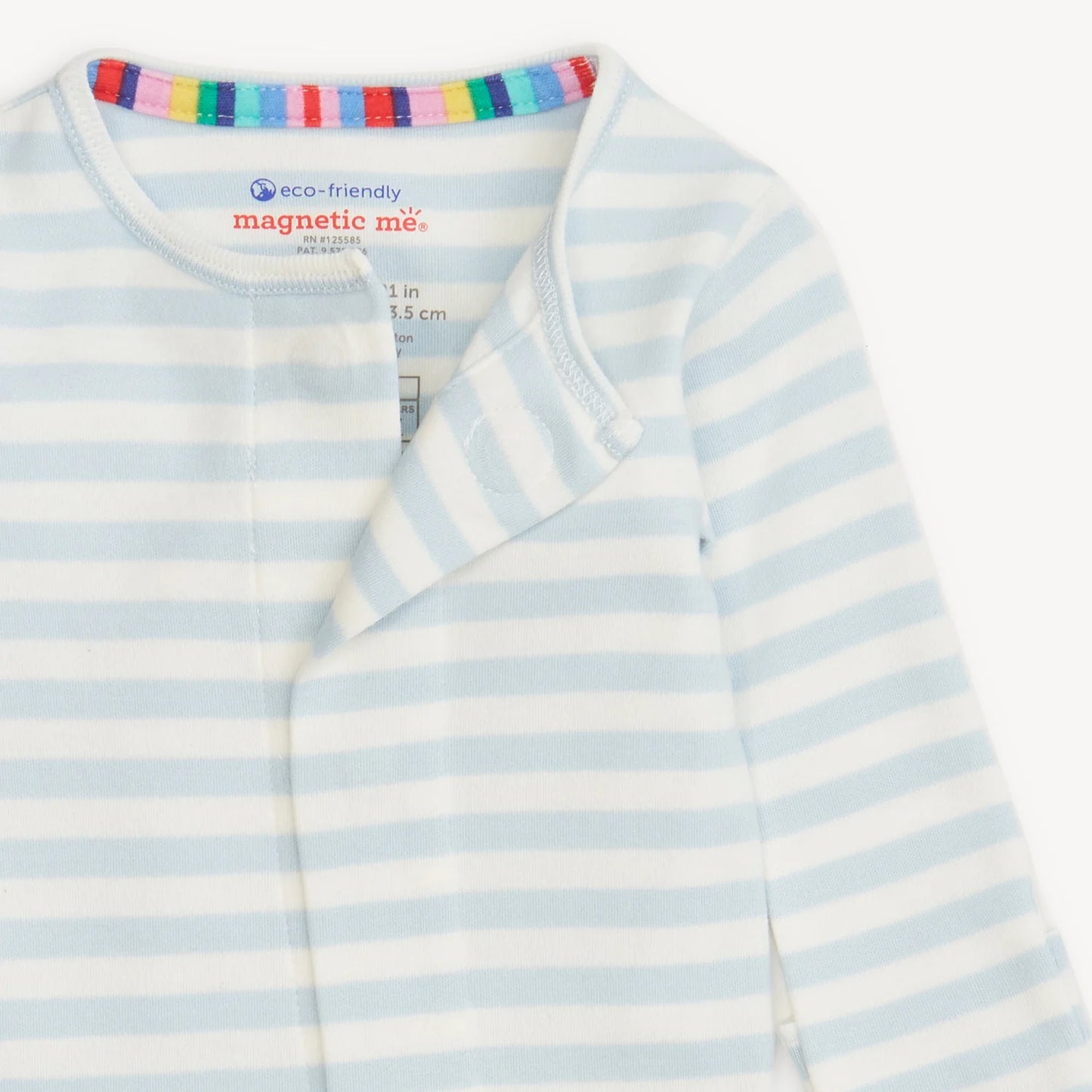 Organic Cotton Magnetic Footie- Blue Stripe