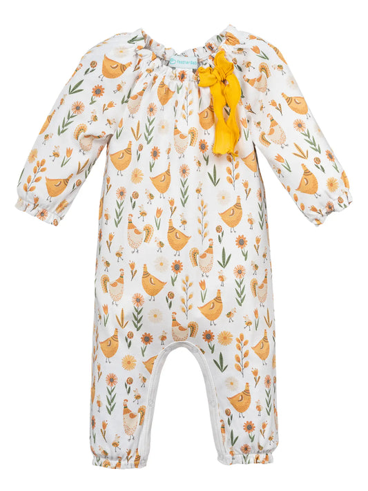 Pima Cotton Bow Romper Garden Chicks