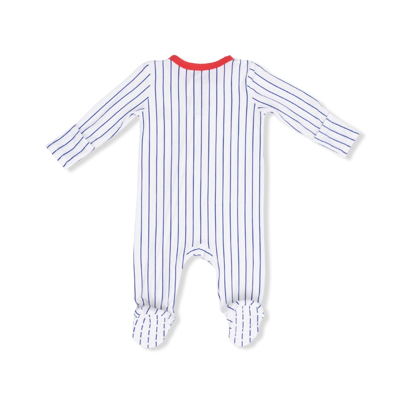 Bamboo Zip Footie- Baseball Stripe
