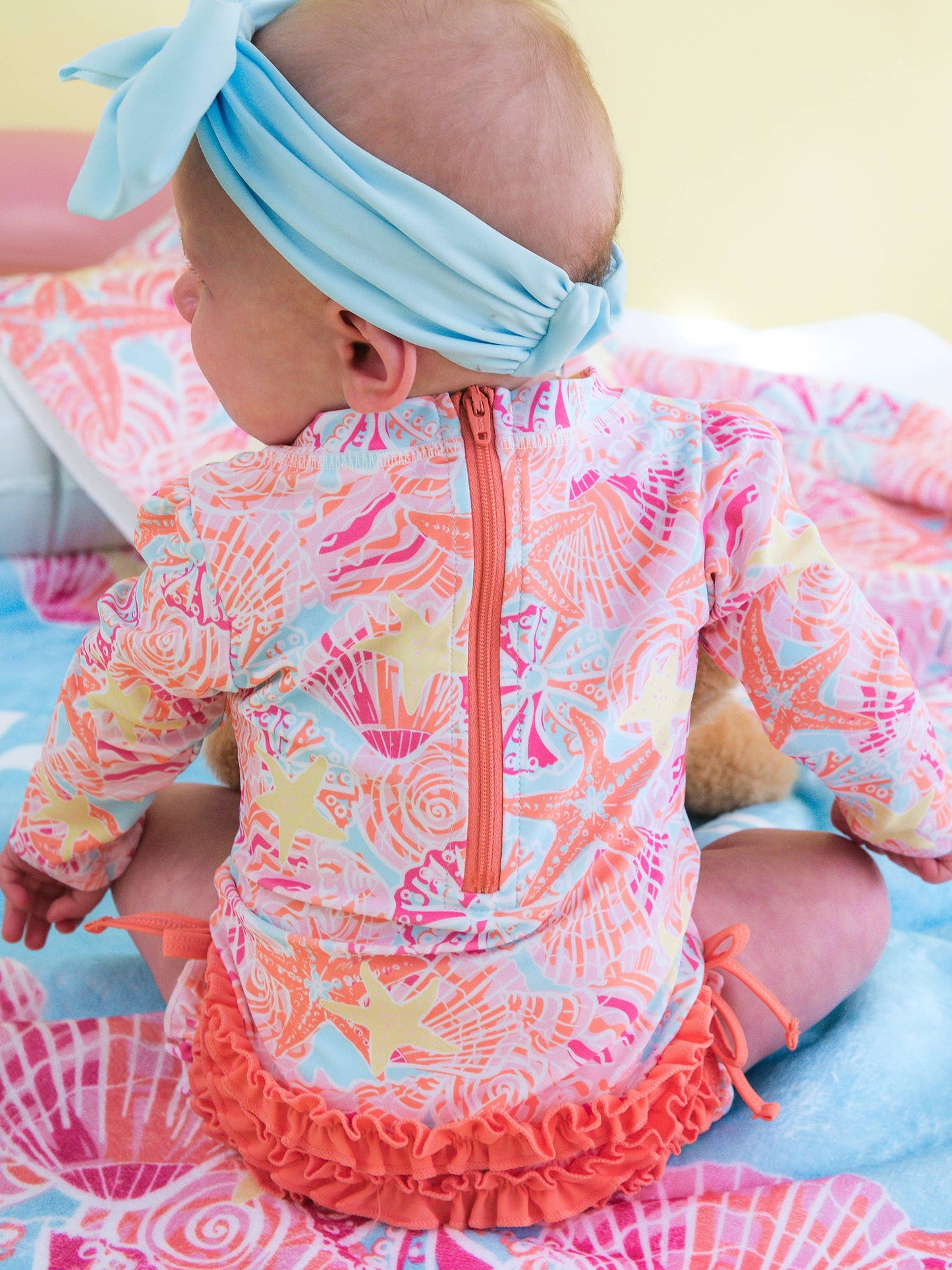 Long Sleeve One Piece- Sunset Seashells