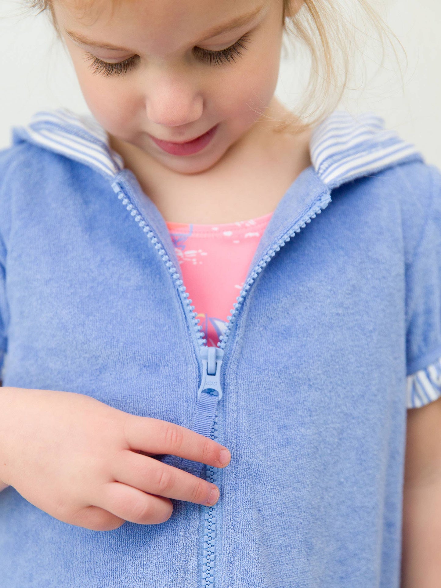 Girls Periwinkle Blue Terry Full-Zip Cover Up
