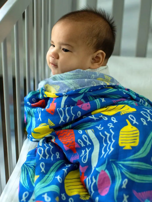 Gone Snorkeling Muslin Swaddle Blanket