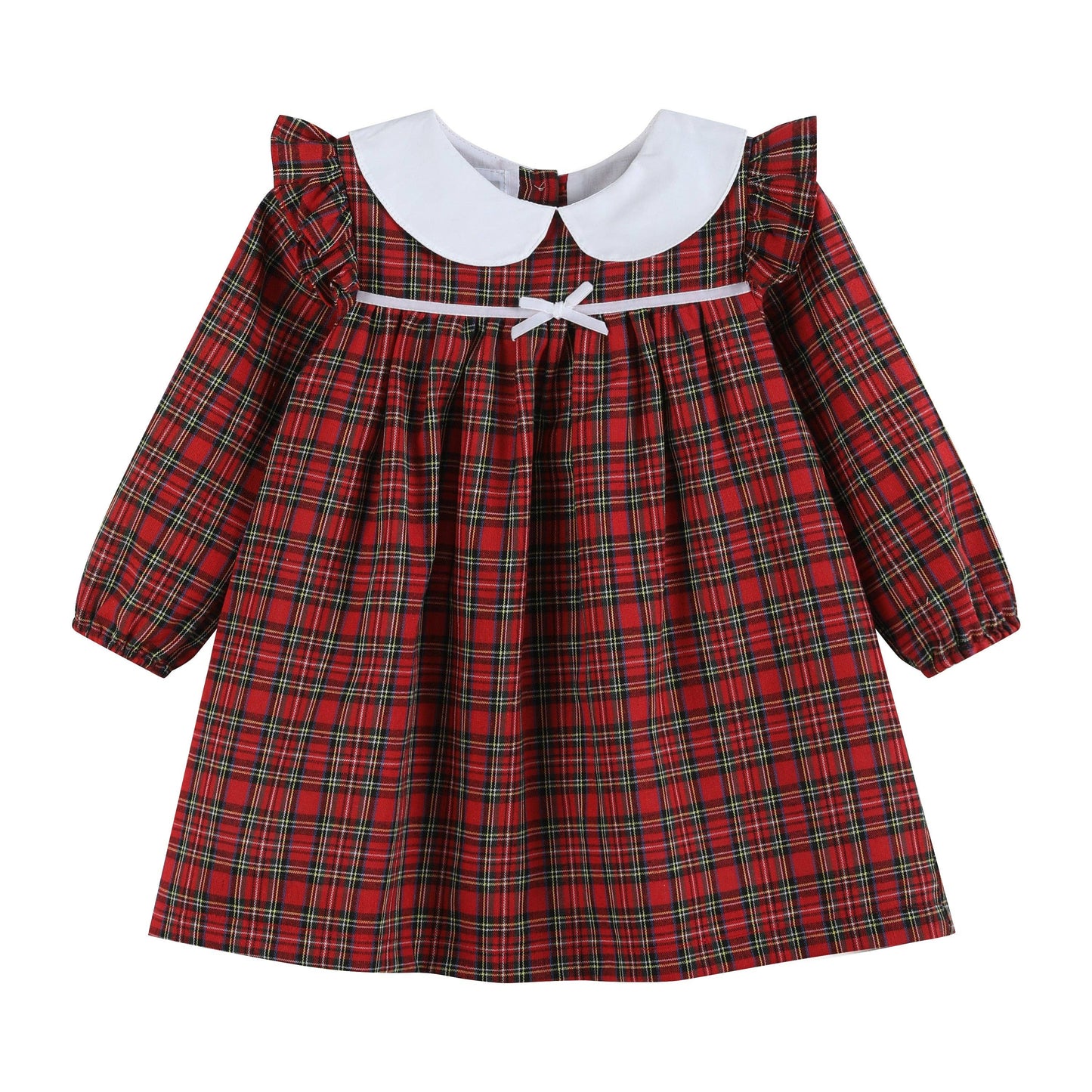 Christmas Plaid Colllared Ruffle Dress