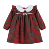 Christmas Plaid Colllared Ruffle Dress