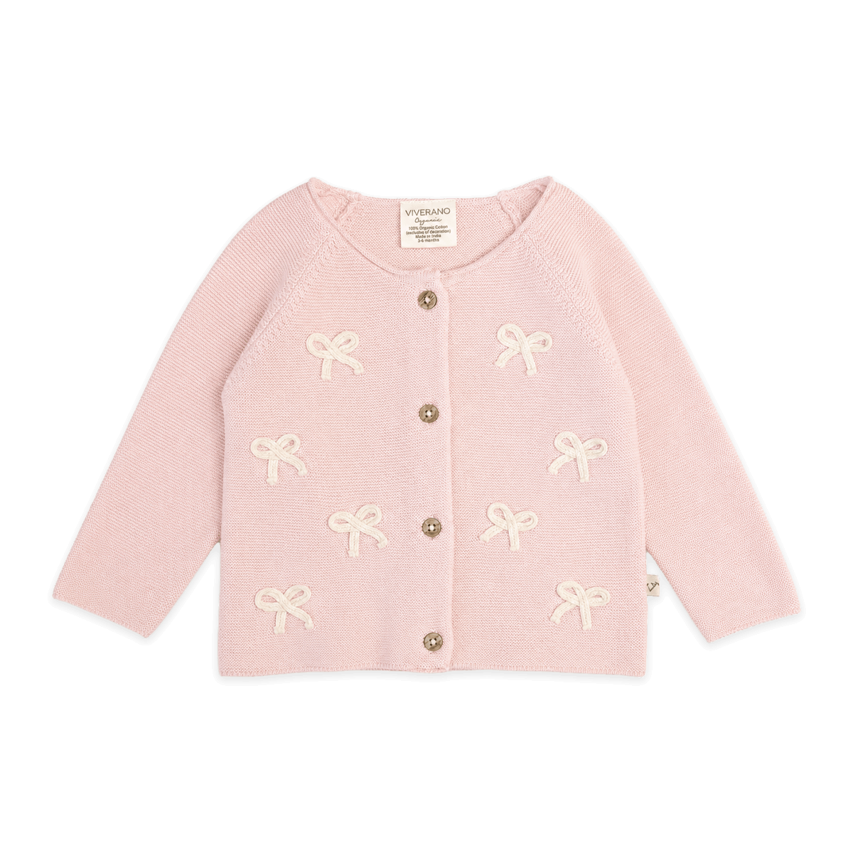 Zoe Bow Sweater Knit Baby Button Cardigan (Organic)