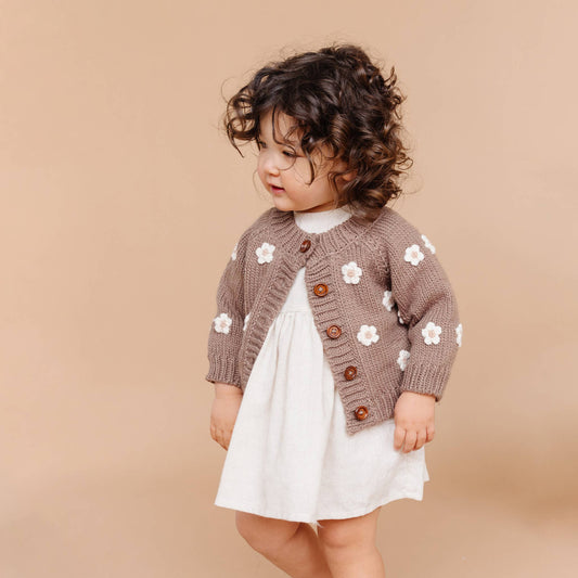 Flower Cardigan- Tan