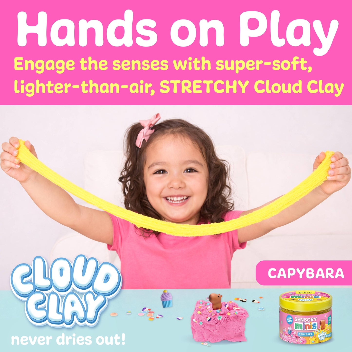 Sensory Mini Play Kit Jar with Cloud Clay: Capybara Theme