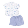 Organic Muslin Polo/Short Set- Blue Golf