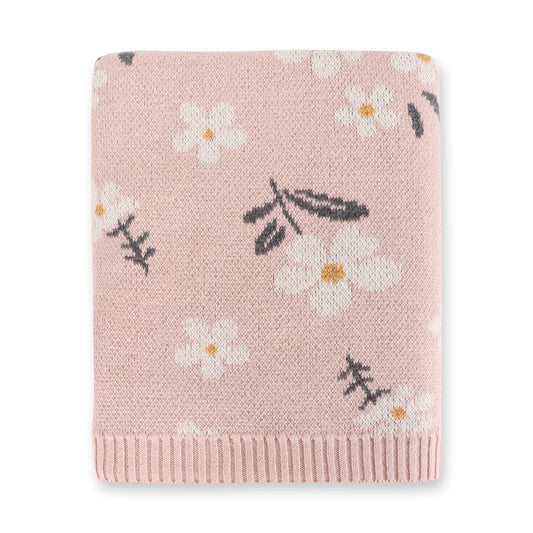 Organic Cotton Knit Baby Blanket- Daisy Floral