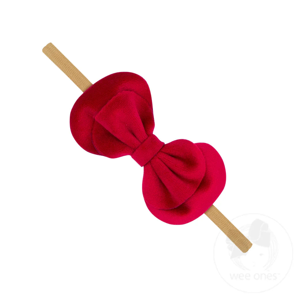 Faux Velvet Double Bowtie on Nude Band