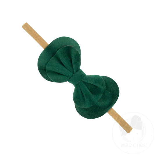 Faux Velvet Double Bowtie on Nude Band