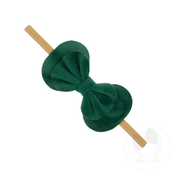 Faux Velvet Double Bowtie on Nude Band