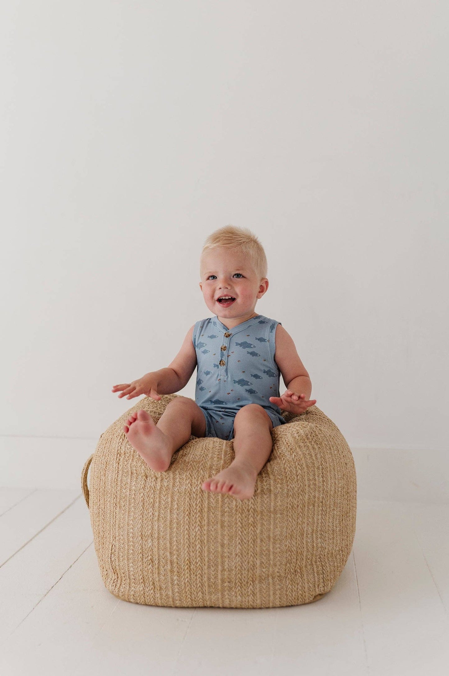 Bamboo Sleeveless Romper- Fish