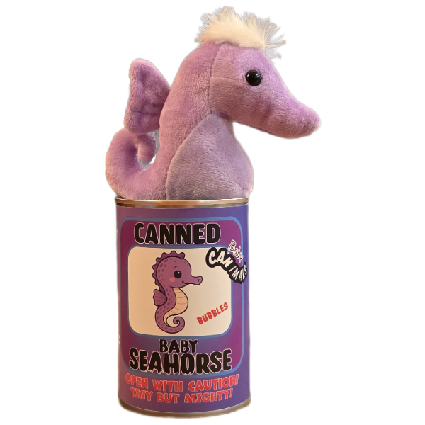 Canned Baby Seahorse | Stuffed Mini Seahorse Plush w/Jokes