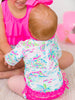 Baby Girls Tropical Resort Long Sleeve One Piece Rash Guard Swimsuit with Signature Rear Ruffles