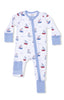 2-Way Zip Bamboo Romper Blue Sailboats