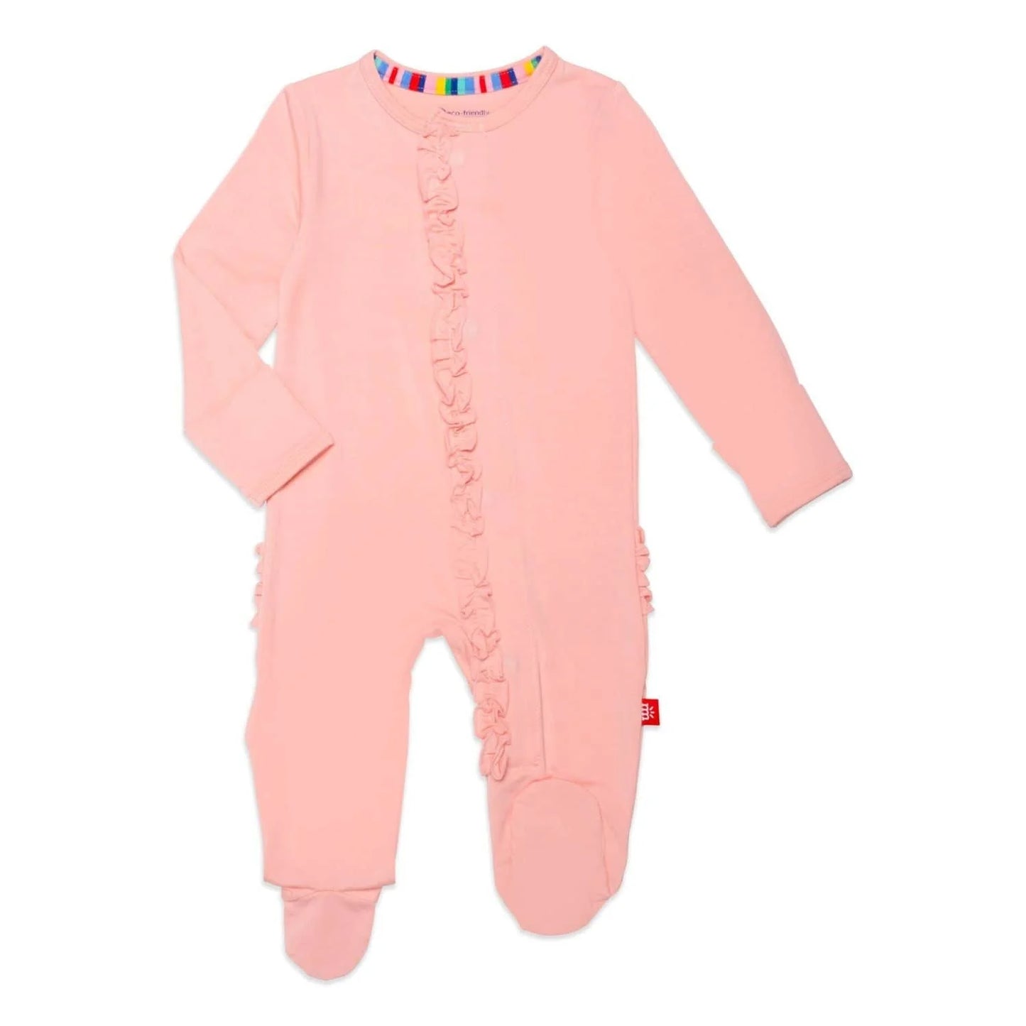 Magnetic Modal Ruffle Footie- Peach Pop