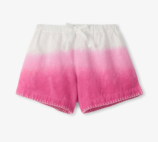 Raspberry Dip Dye Woven Easy Shorts