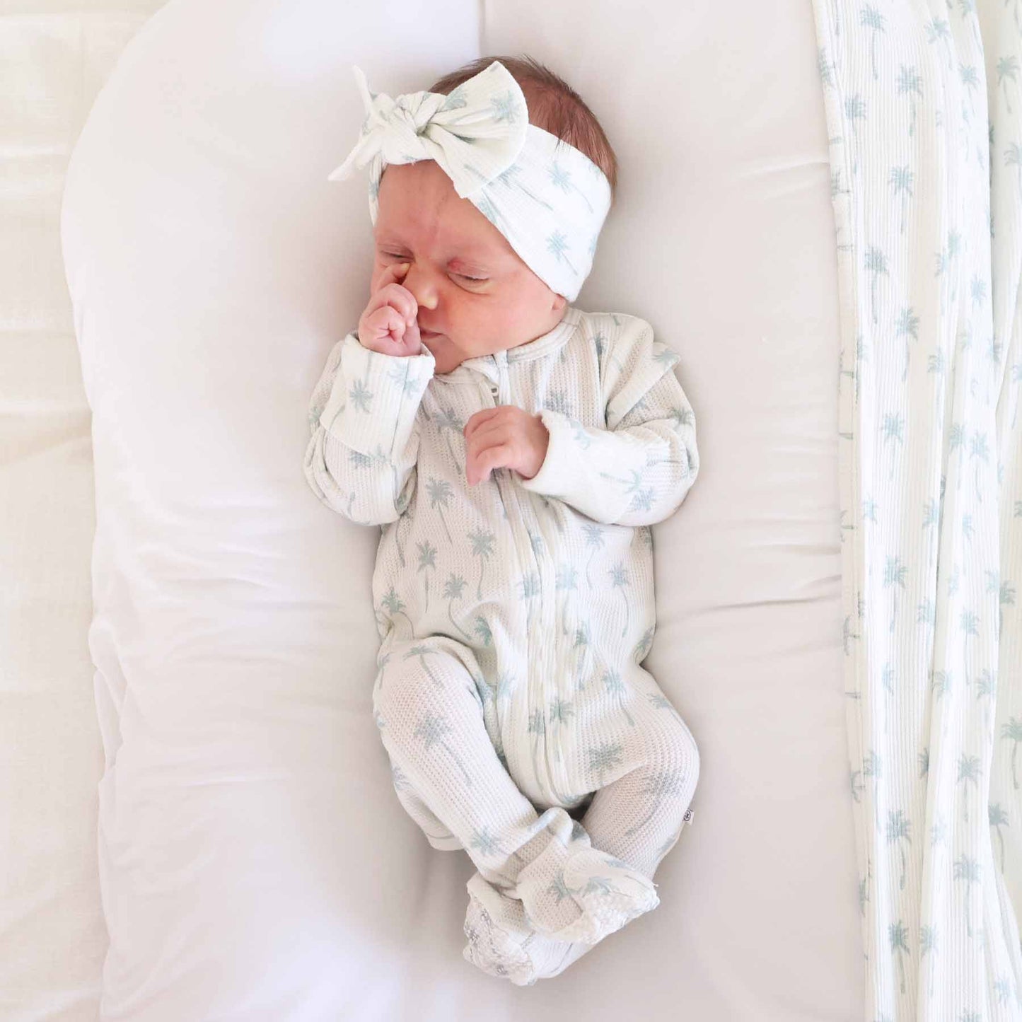 Preppy Palms Bamboo Waffle Zipper Footie