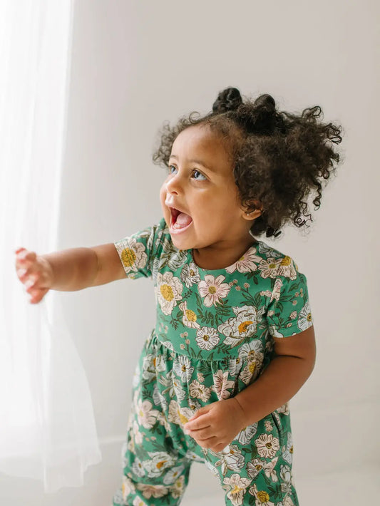 Rosie Romper in Vintage Greens