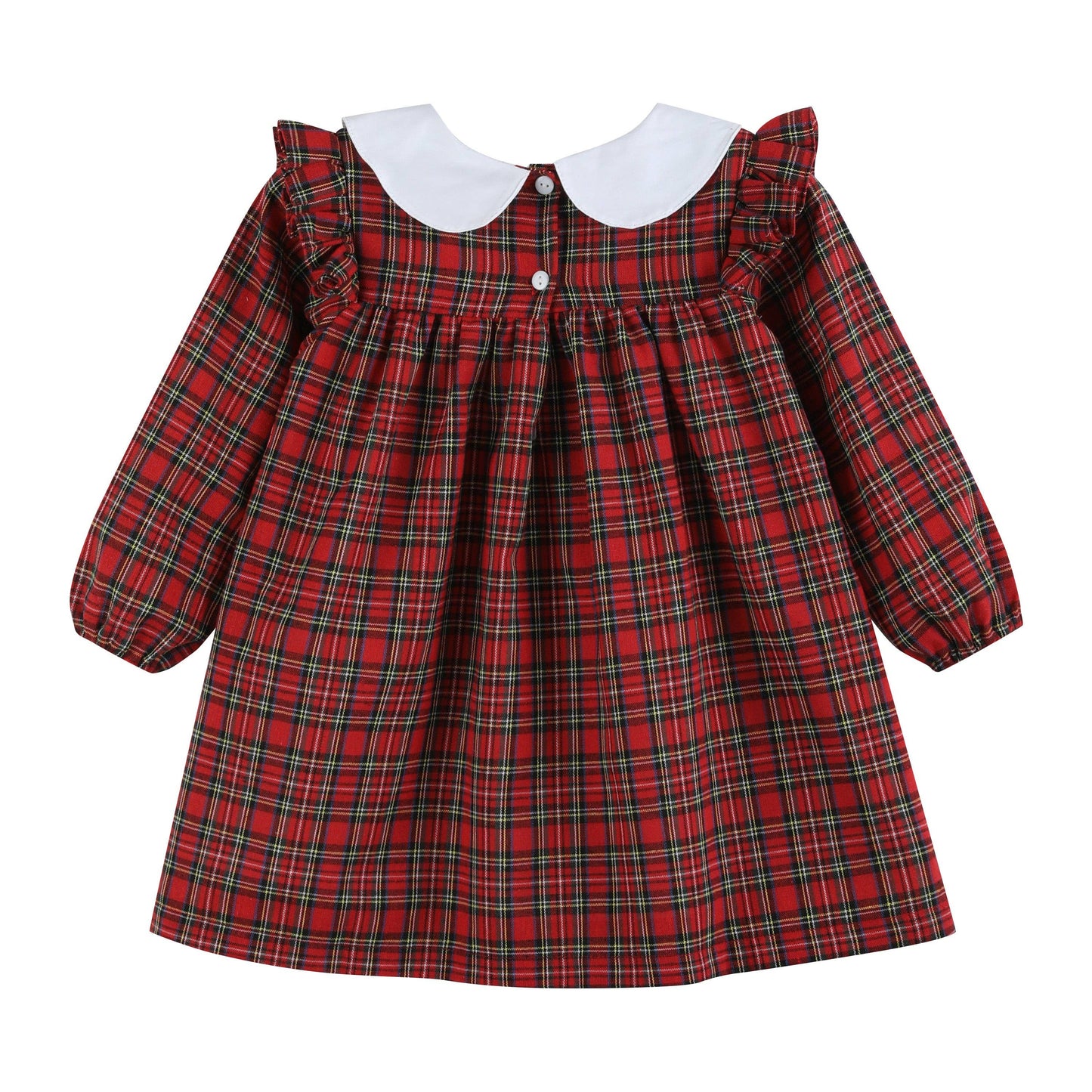 Christmas Plaid Colllared Ruffle Dress