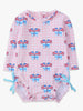 Baby Girls Pink Patriotic Gingham Long Sleeve One Piece Rash Guard Swimsuit with Signature Rear Ruffles
