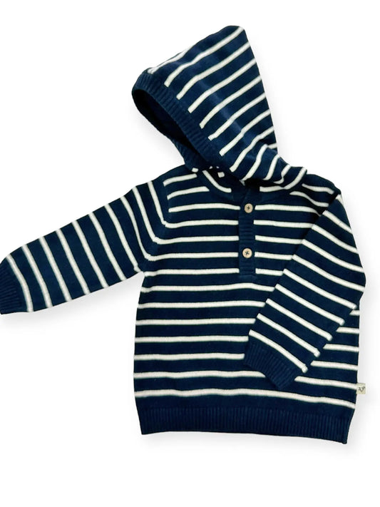 Organic Cotton Stripe Hooded Knit Pullover