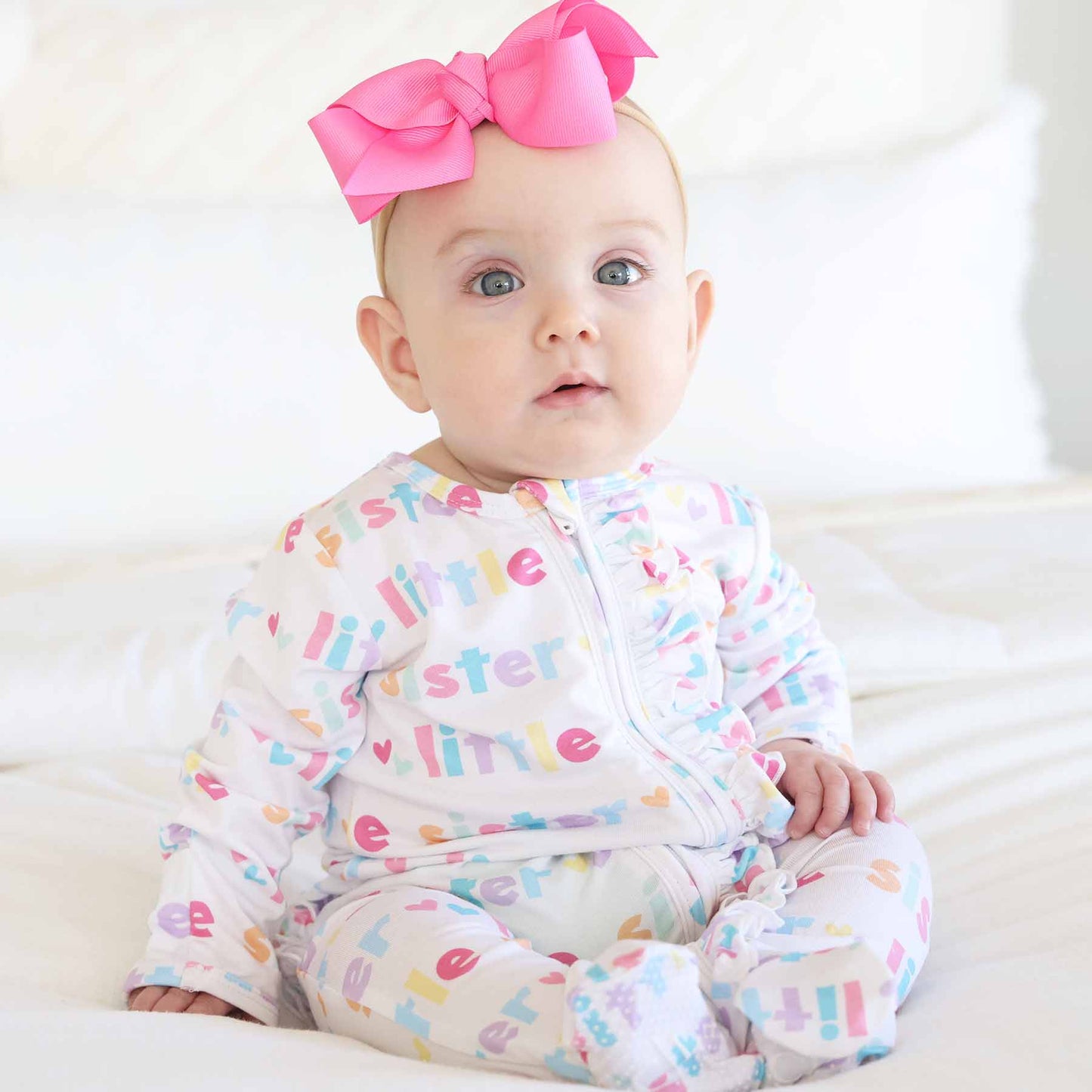 Bamboo Zipper Footie- Little Sister