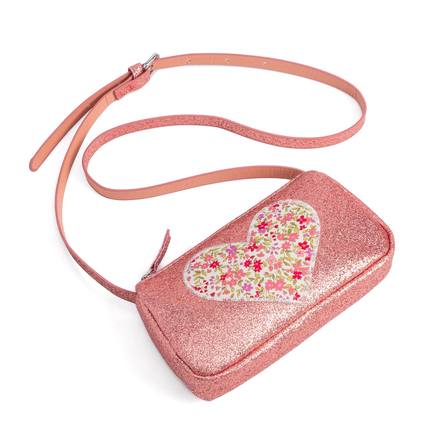 Little Girls Glitter Heart Purse- Rose Pink