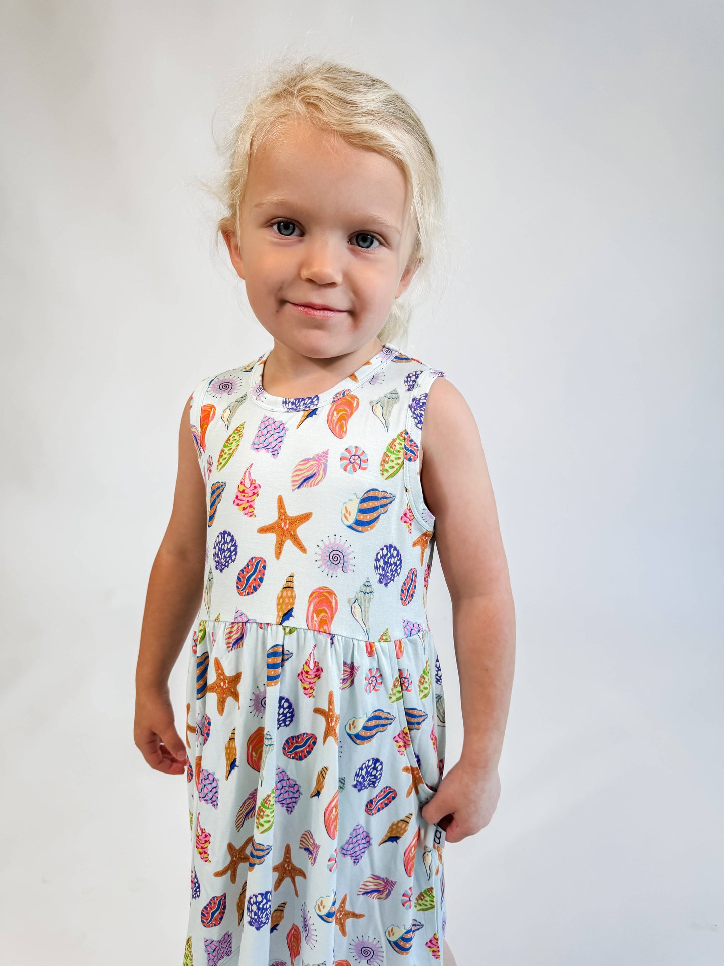 Bamboo Pocket Dress- Seashells