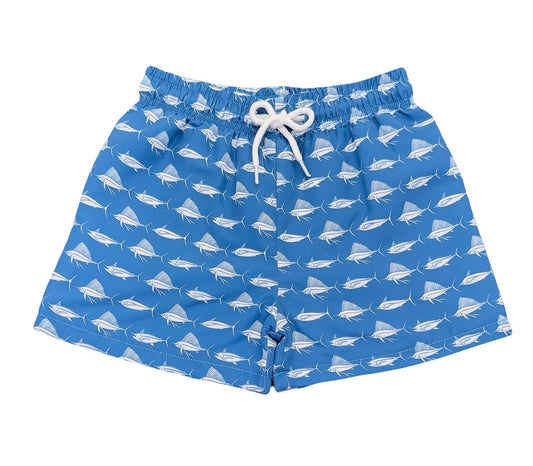 Saltwater Boys Swim Trunk- White Sailfish