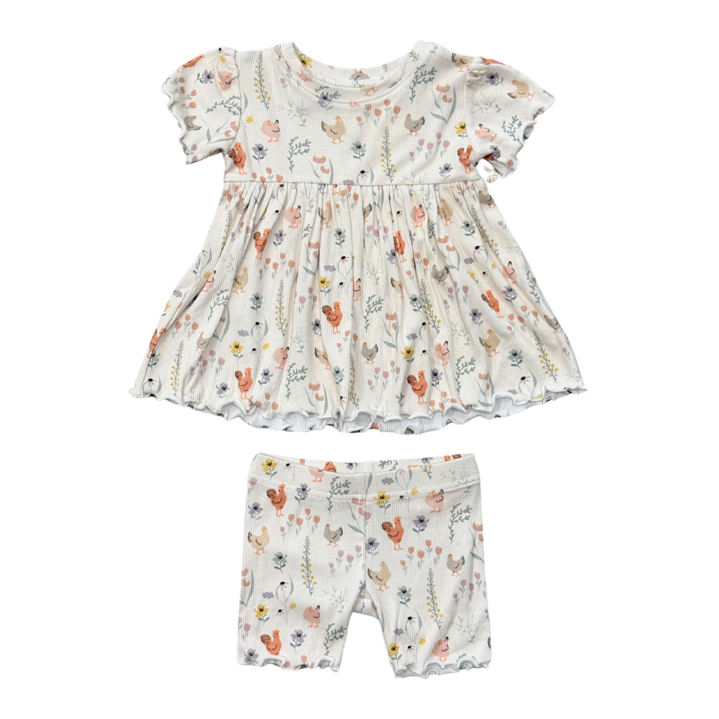 Bamboo Babydoll Set- Floral Chickens