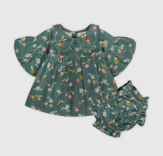 Organic Muslin Dress & Bloomer Set-  Tahiti Floral