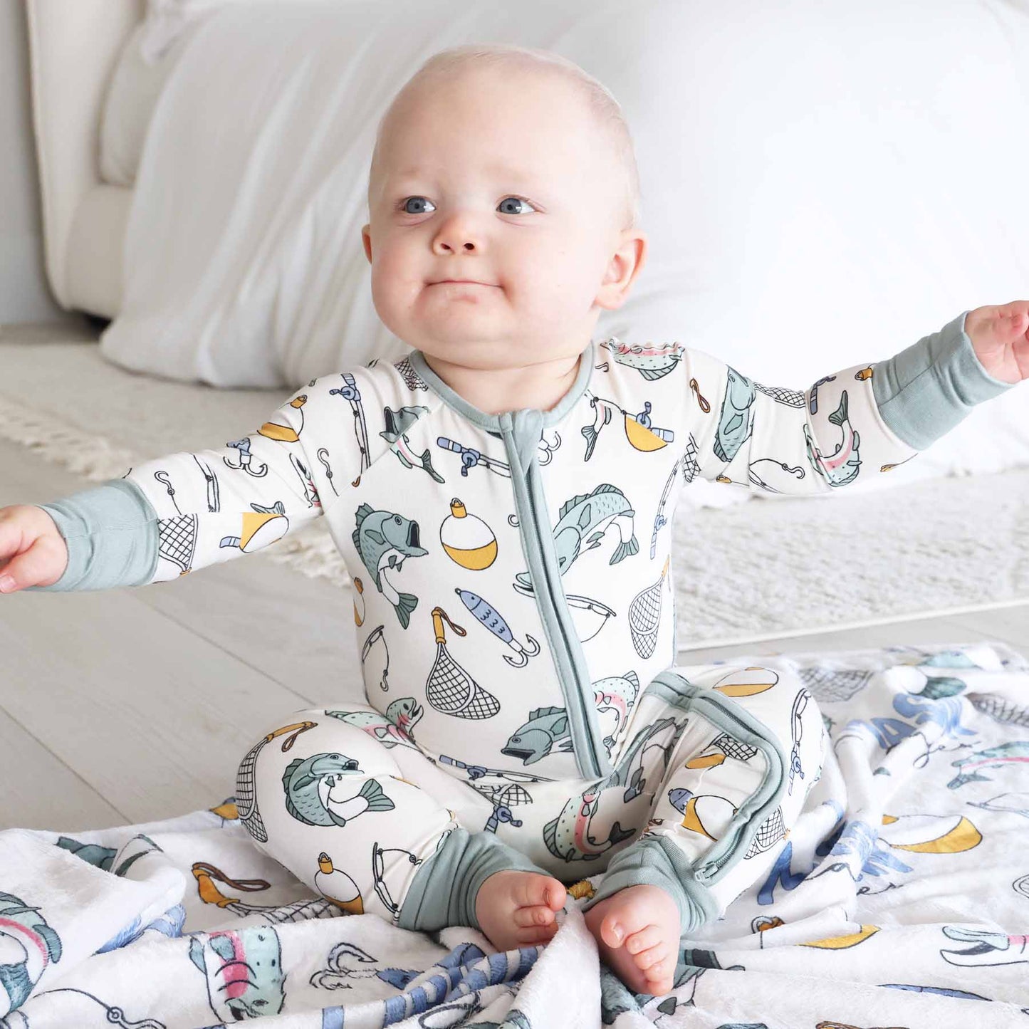 Bamboo Convertible Zip Romper- Catch of the Day