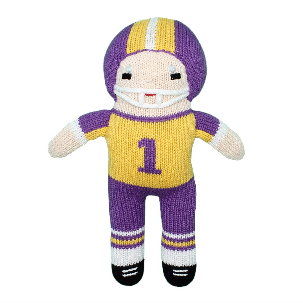 Washable Football Player Knit Rattle