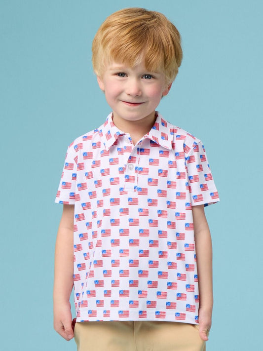 Freedom Flags Knit Performance Polo