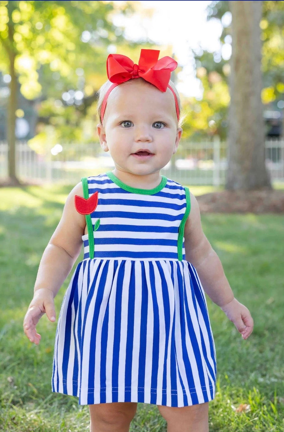 Stripe Knit Romper With Tulip
