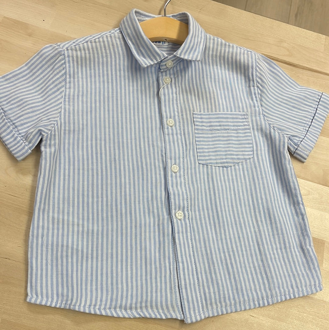 Button Down Stripe Beach Shirt