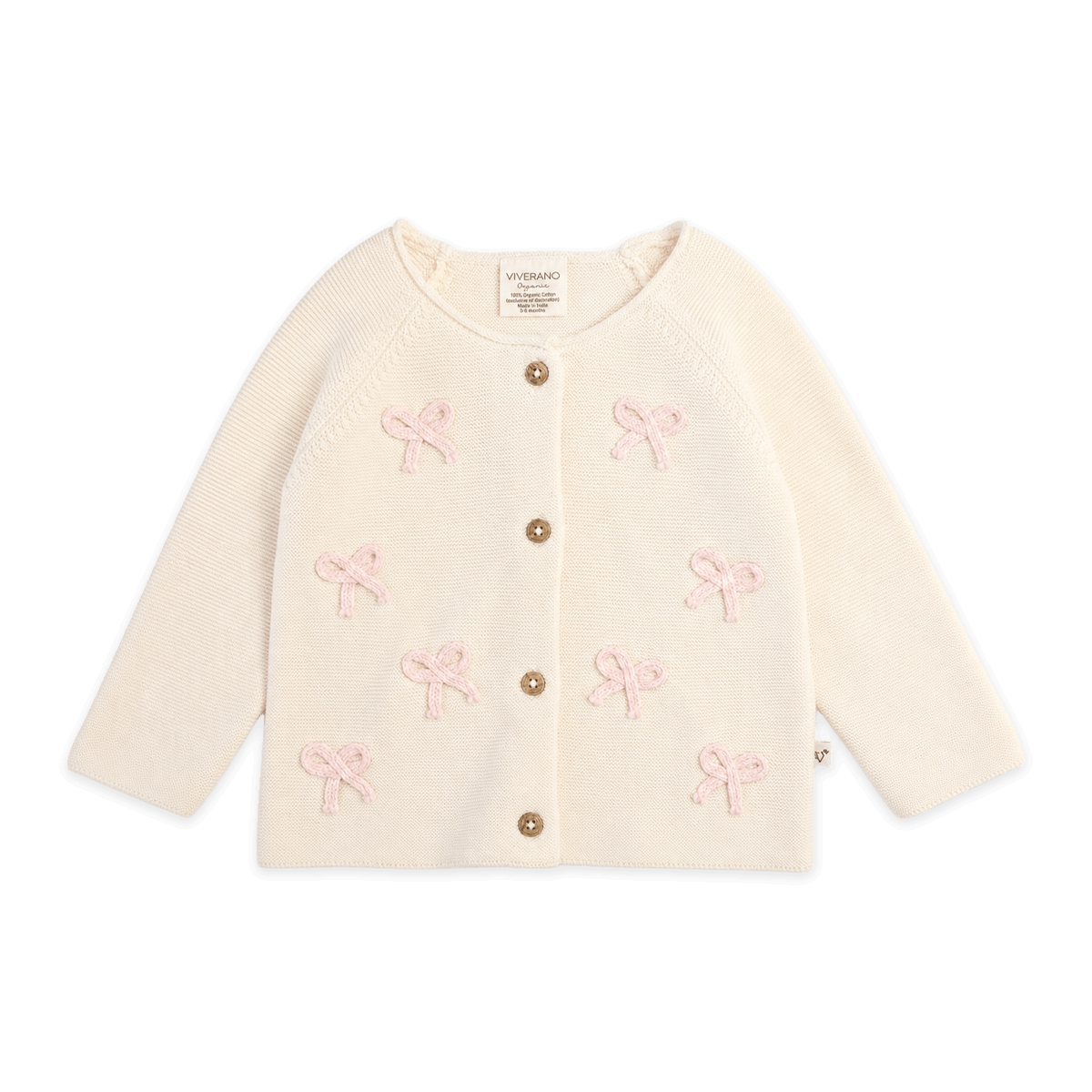Zoe Bow Sweater Knit Baby Button Cardigan (Organic)