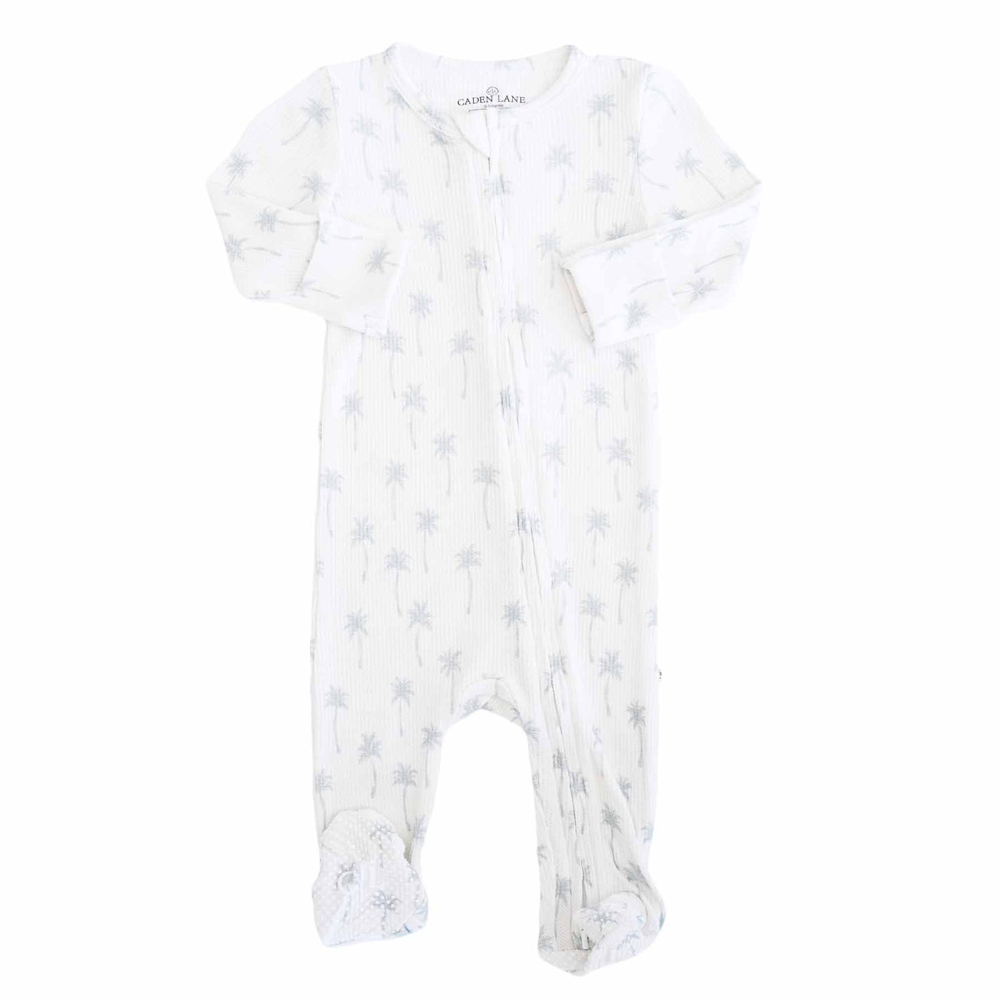 Preppy Palms Bamboo Waffle Zipper Footie
