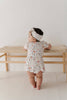 Bamboo Bodysuit Dress/Headband Set- Floral Chickens