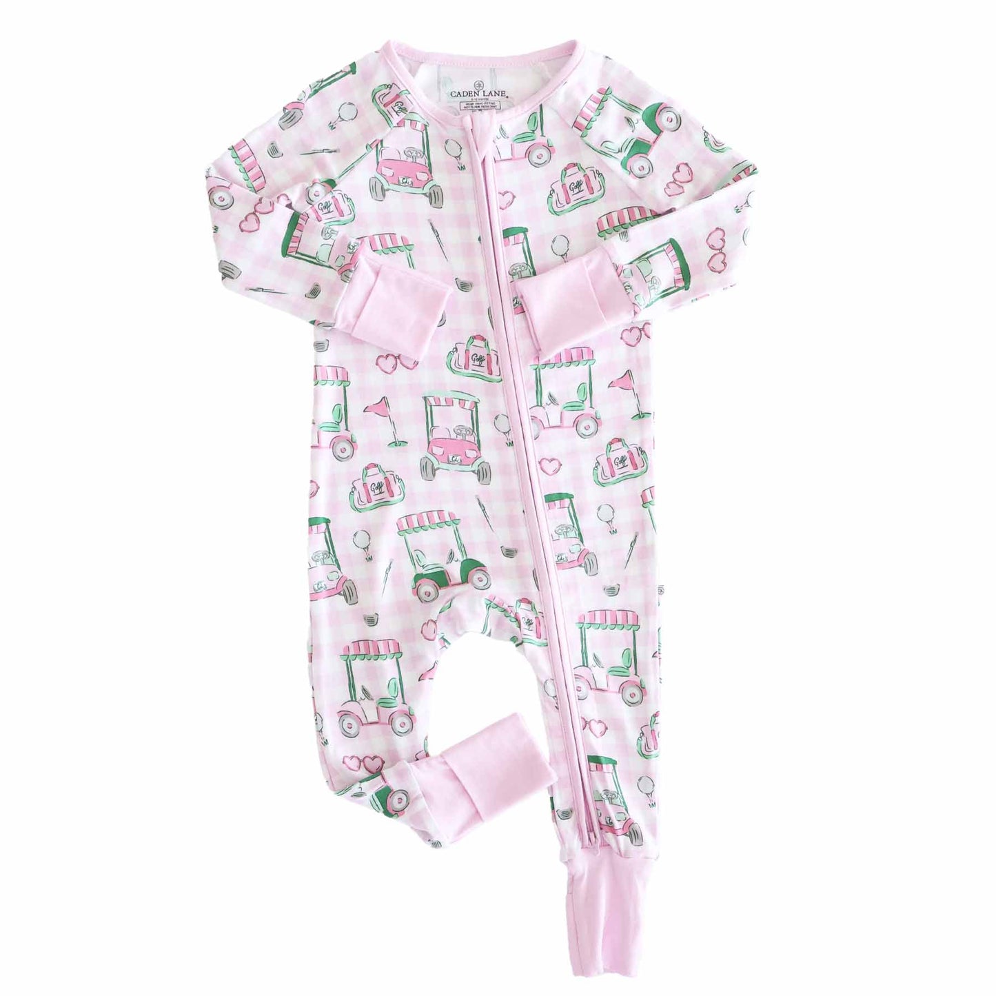 Convertible Zip Romper- Pink Golf