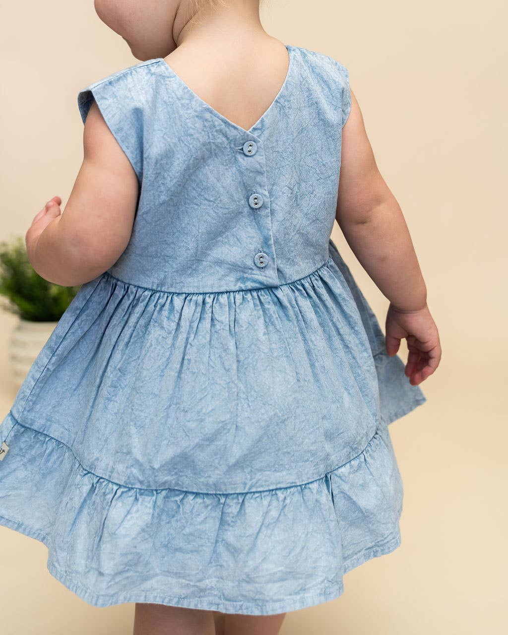 River Soft Hand-Dyed Denim Baby Dress + Bloomer (Organic)