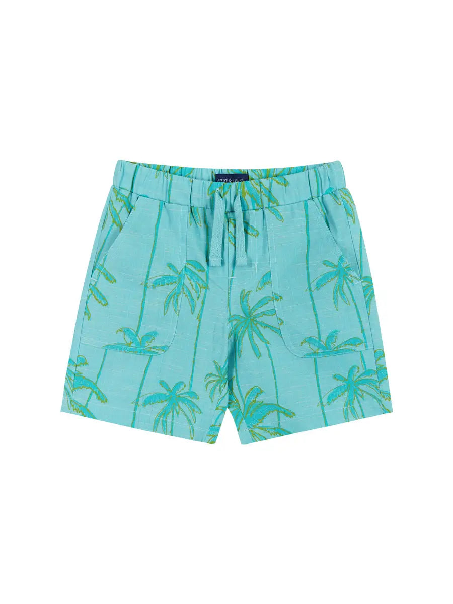 Buttondown Set - Aqua Palms