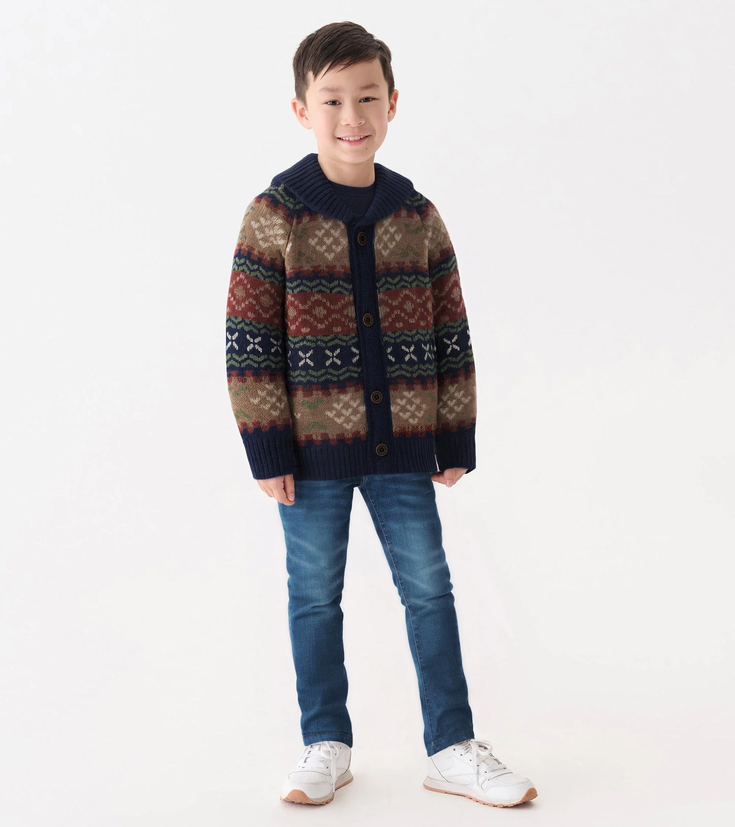 Vintage Fair Isle Shawl Collar Cardigan