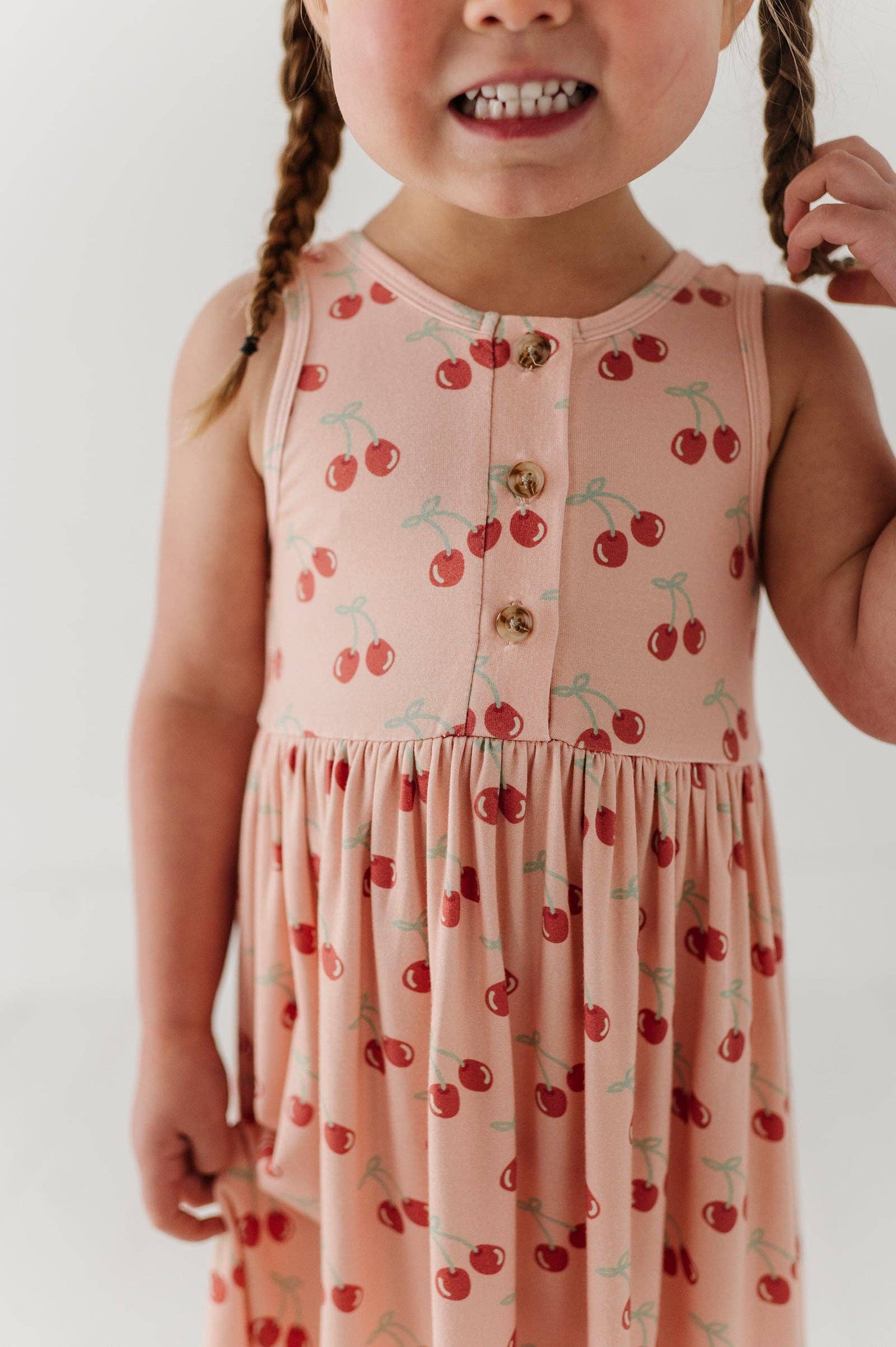 Henley Tank Dress- Cherries