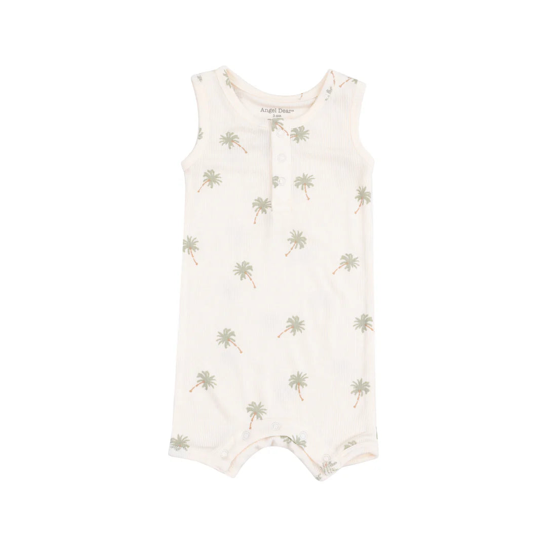 Ribbed Bamboo Sleeveless Shortie Palm Tree