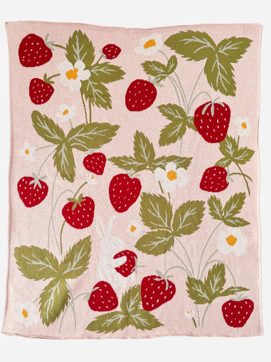 Organic Cotton Strawberry Blanket