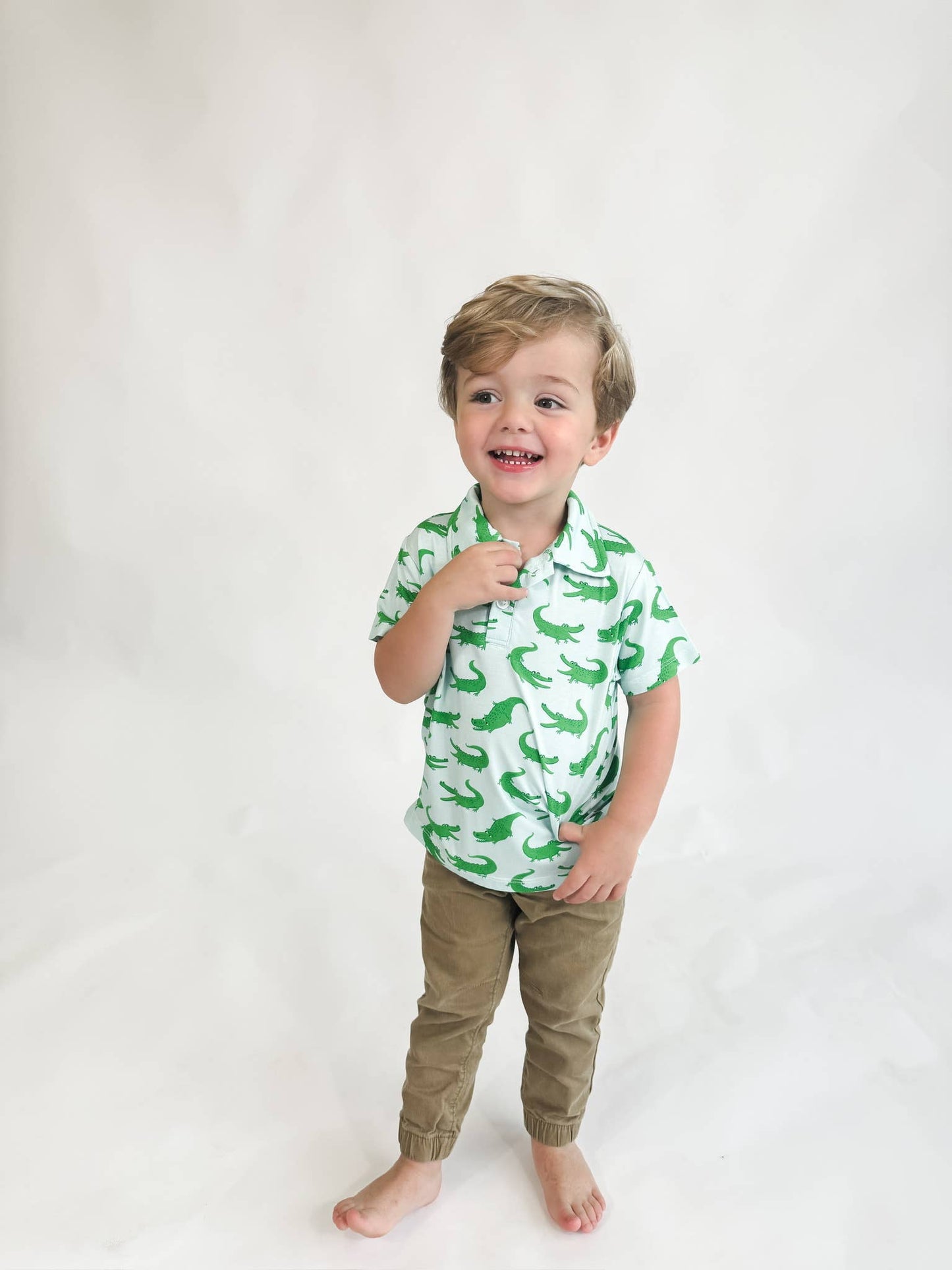 Bamboo Polo- Blue Alligators