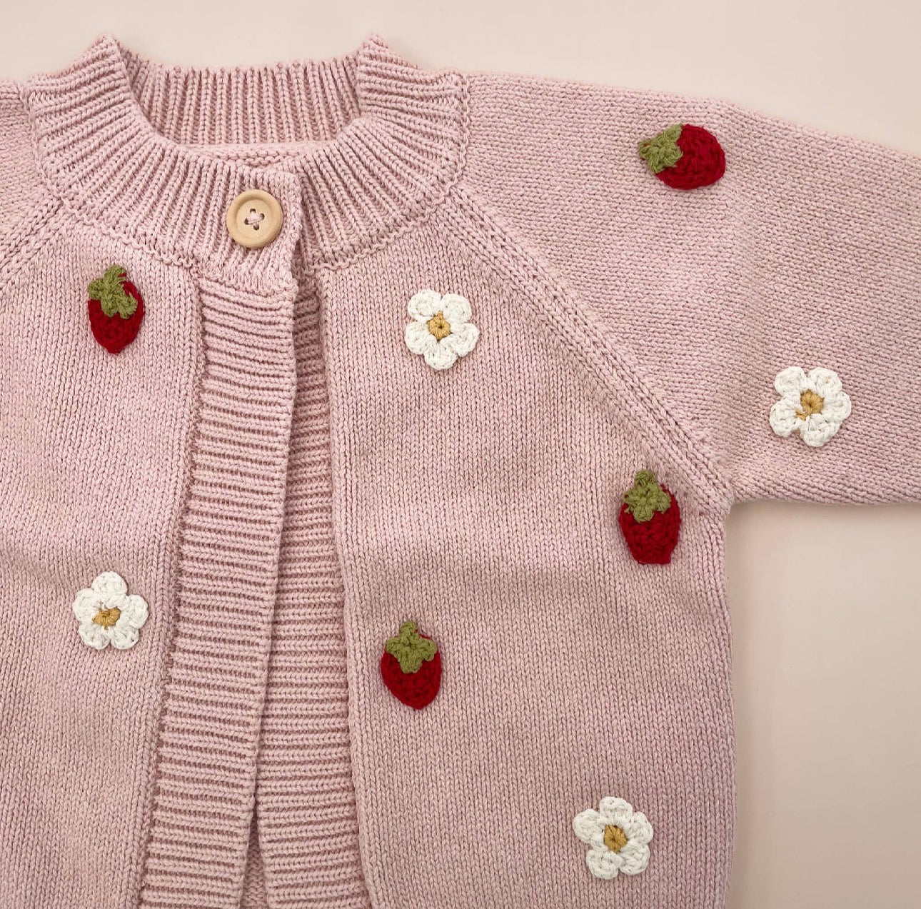 Cotton Strawberry Flower Cardigan